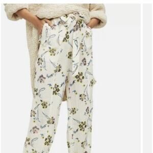 Free People in The Midnight Hour Tapered Leg Hi Rise Pants Multicolor Floral Med